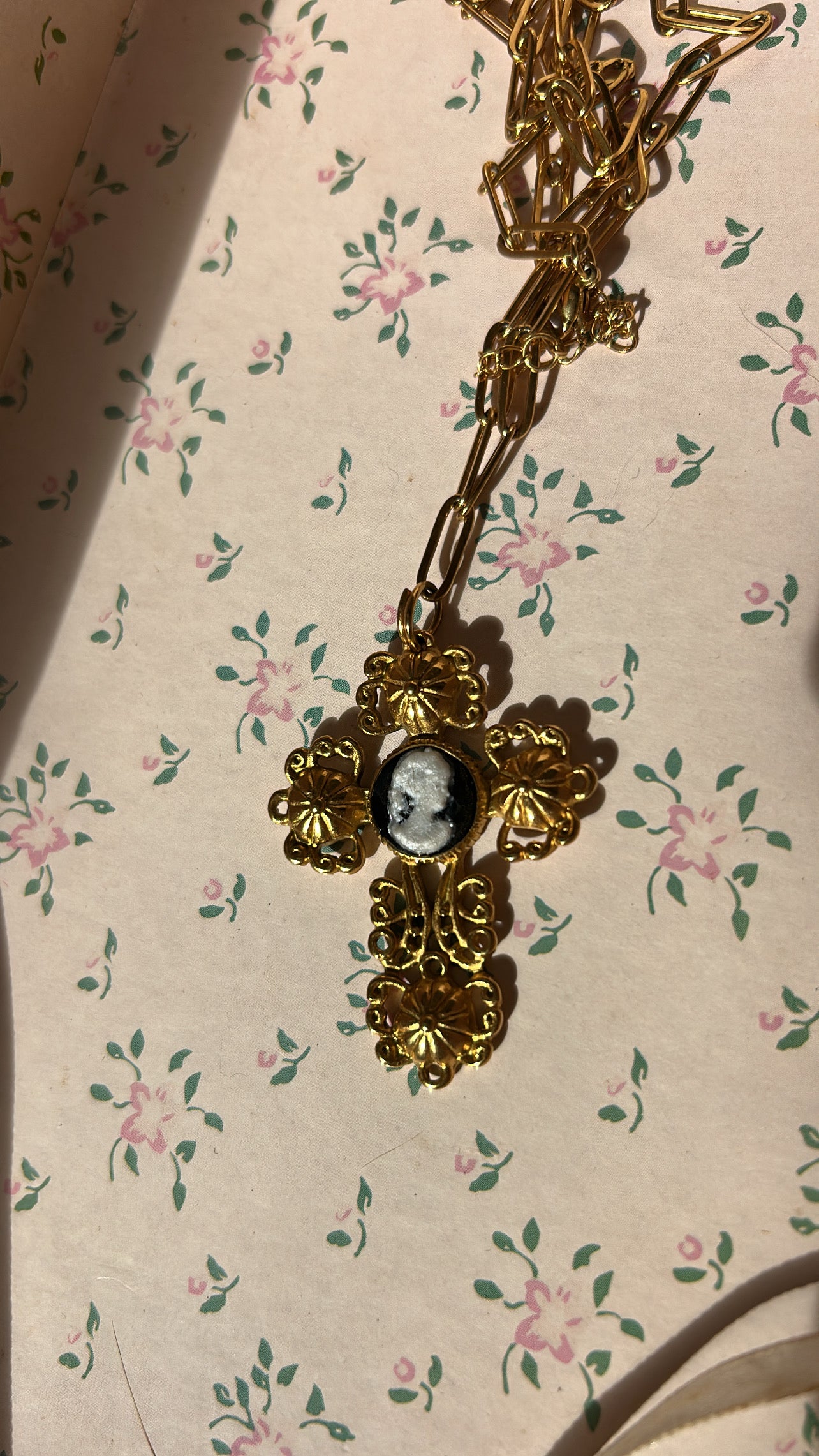 Cameo Cross Necklace