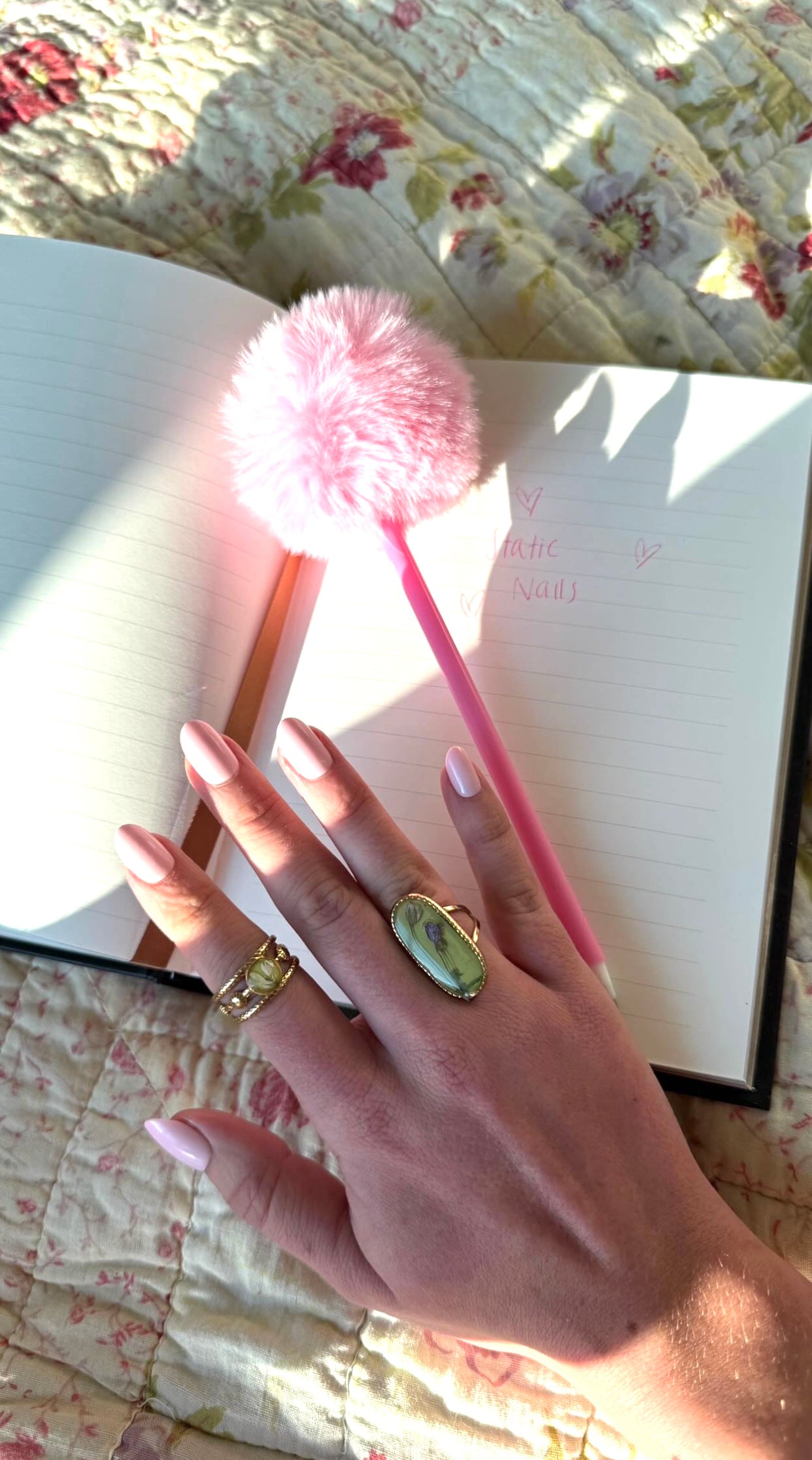 Large Green Floral Ring
