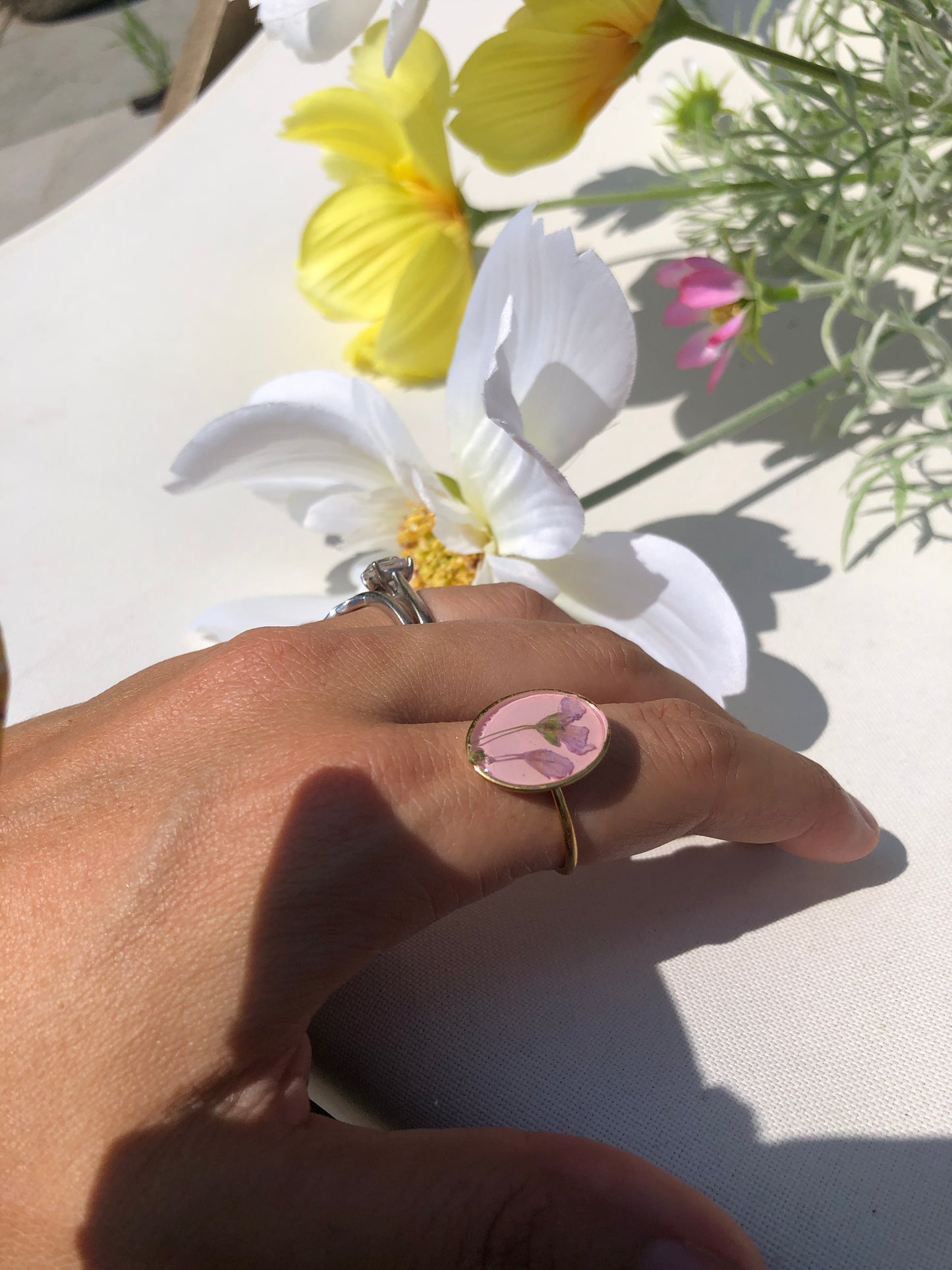 Pink Ellipse Adjustable Ring