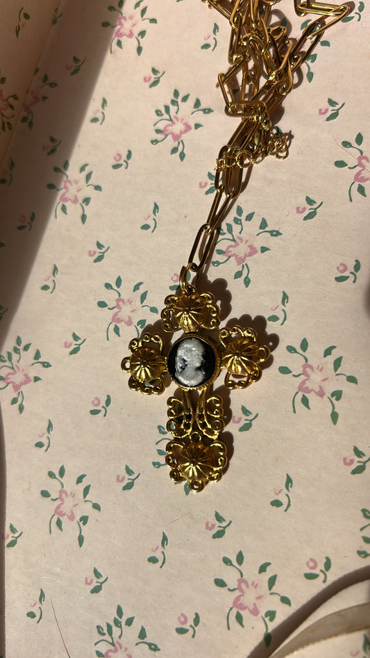 Cameo Cross Necklace