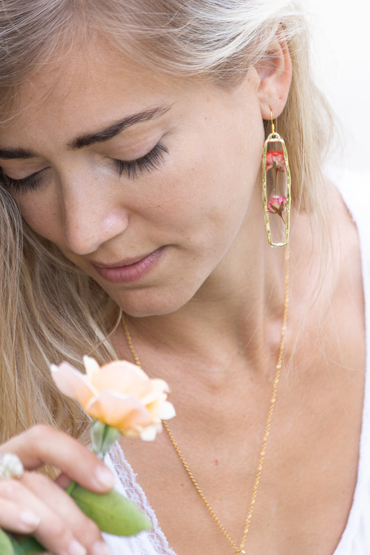 Rose Bud Dangle Earrings