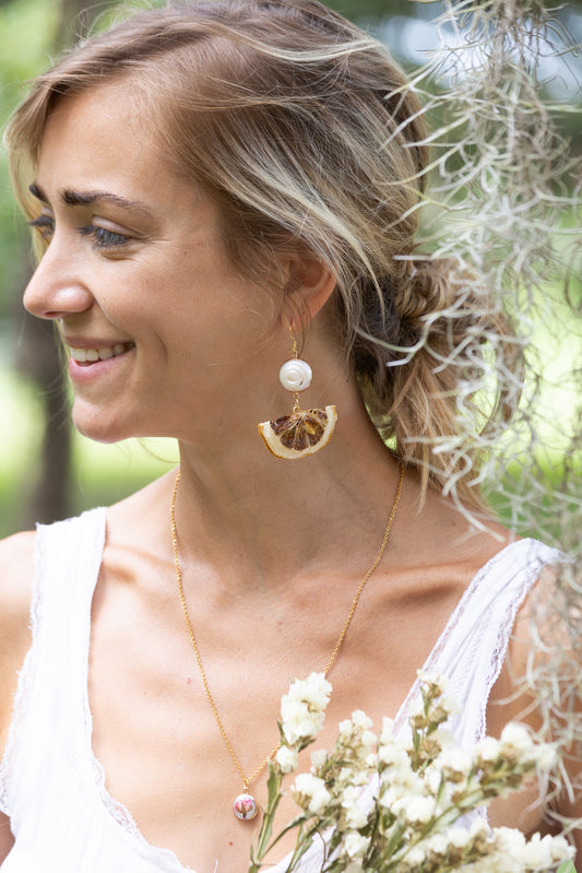 Orange Pearl Earrings