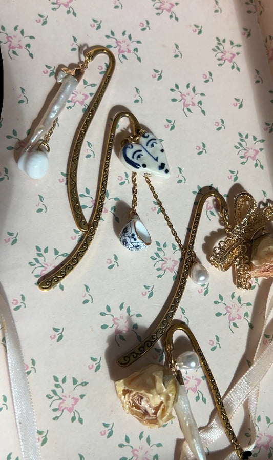 Blue Tea Party Bookmark