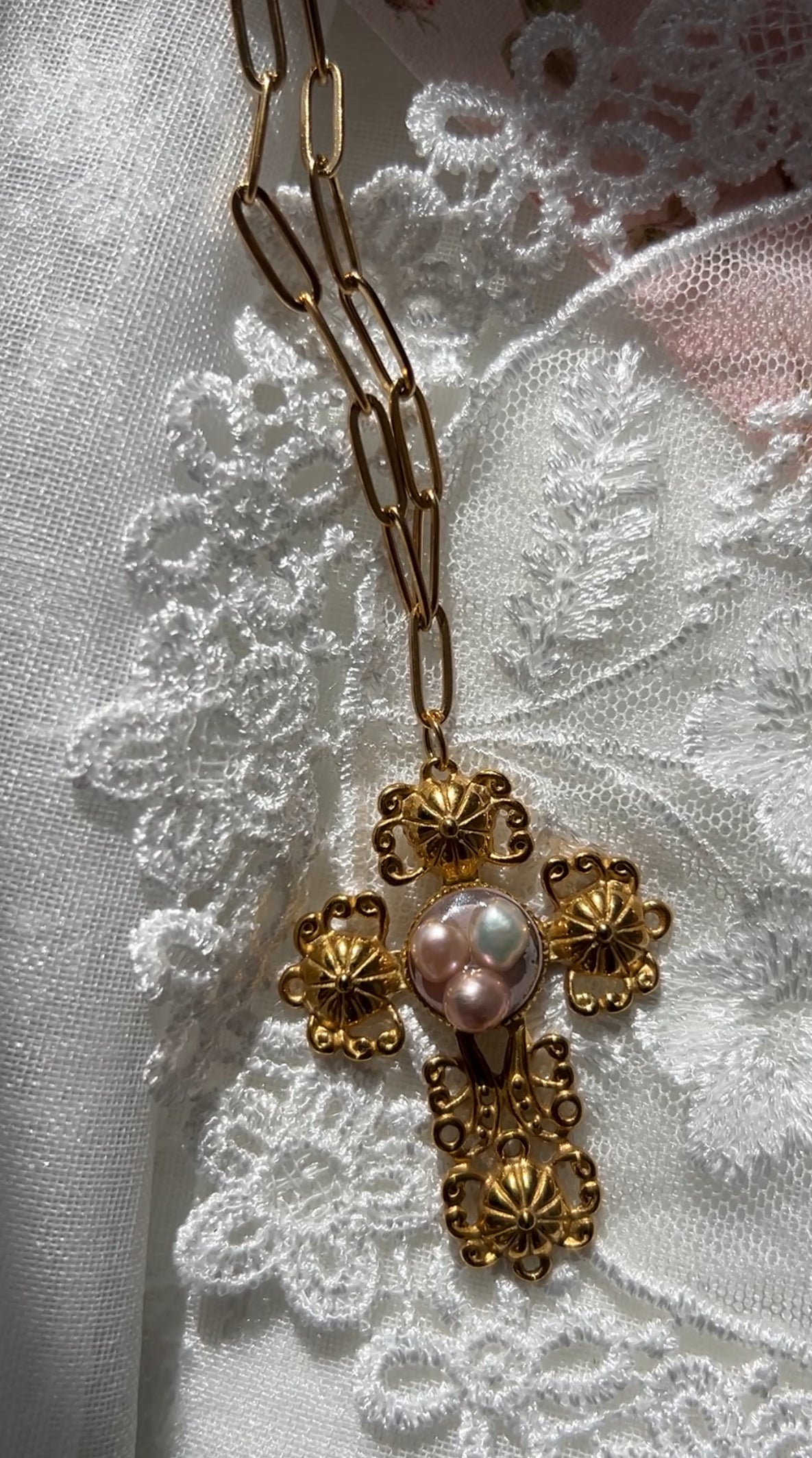 Pearl Cross Necklace