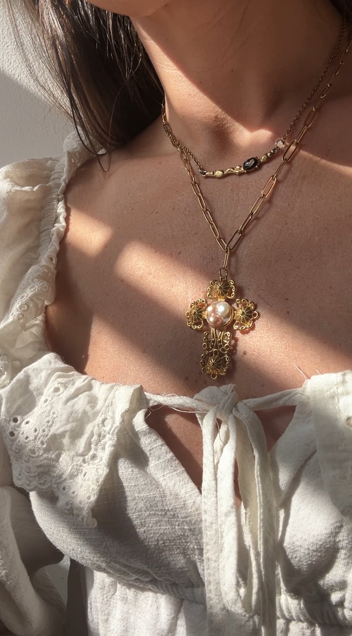 Pearl Cross Necklace