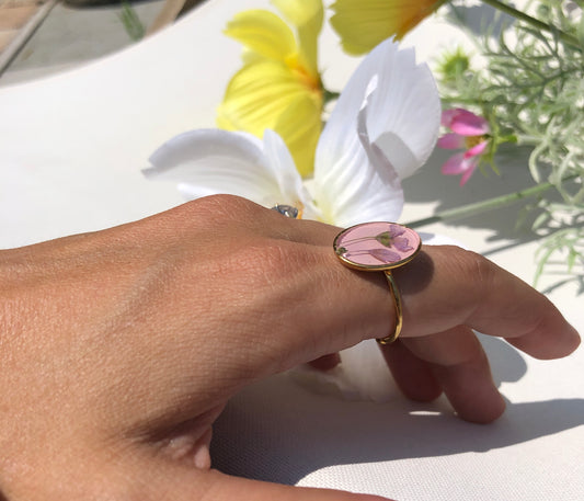 Pink Ellipse Adjustable Ring